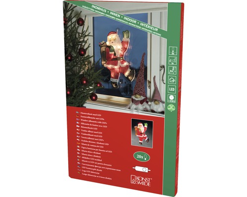 Fensterdekoration mit LED-Weihnachtsmann im Verpackungskarton