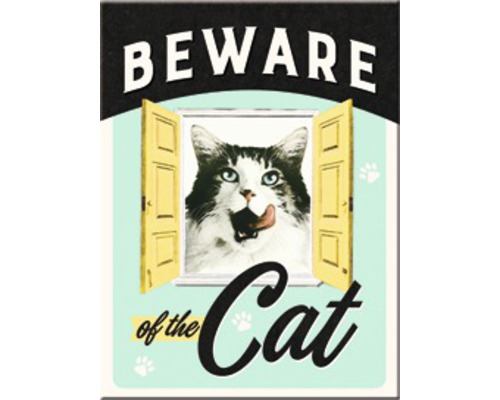 Aimant décoratif Beware of the Cat 6x8 cm