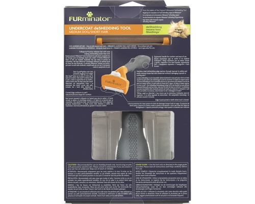 FURminator Unterfell-Werkzeug zur Fellpflege für mittelgrosse Hunde mit kurzem Haar