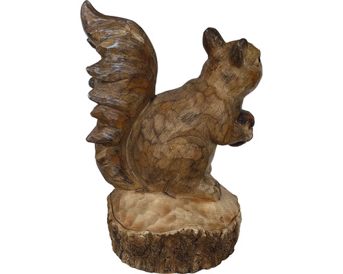 Dekorative Eichhörnchenfigur aus Holz mit Nuss