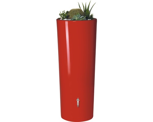 Haut pot de fleurs cylindrique avec système d''irrigation et plantes