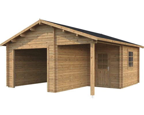 Garage simple Palmako Roger 21.9+5.2 m² sans portail 510x550 cm marron