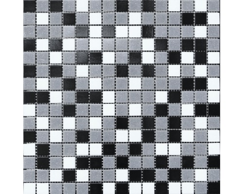 Mosaïque de verre Mix blanc/gris/noir 30.5x32.5 cm