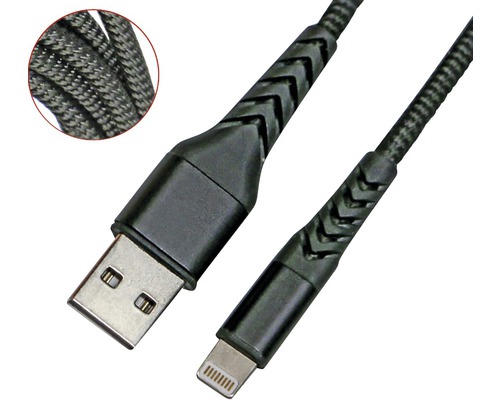 Câble USB USB-A-Lightning noir 3 m
