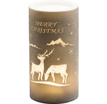 Bougie LED décorative avec motif de Noël et l''inscription ''Joyeux Noël''.