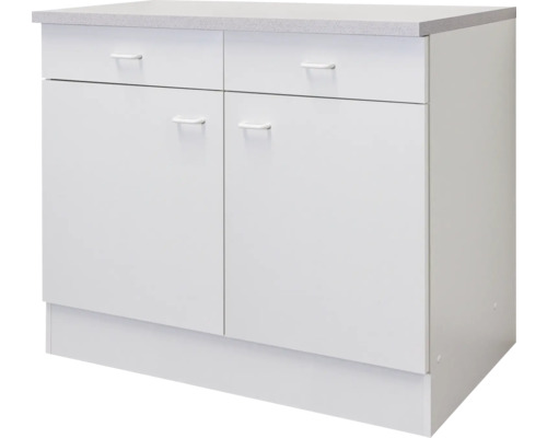 Unterschrank mit Schublade und Drehtür Flex Well Speed BxHxT 100x85x50 cm Frontfarbe weiss - Korpusfarbe weiss