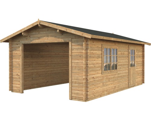 Garage en bois avec fenêtre et porte