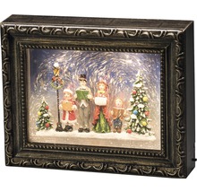 Image de Noël décorative avec famille, sapin de Noël et lampadaire dans un cadre photo