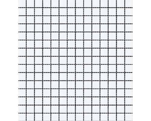 MIRAVA Glasmosaik Uni weiss BxLxS 30.5x32.5x0.4 cm Quadratisches Raster mit gestrichelten Linien