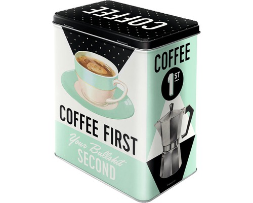 Kaffeedose aus Metall mit Kaffeemotiv