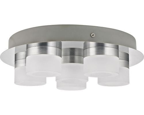 FLAIR LED Deckenleuchte 6-flammig 37W 6x 630 lm 3000 K warmweiss Ø 350 mm Azimech chrom Deckenleuchte mit sechs Lampen