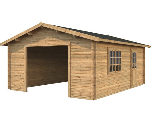 Garage en bois avec fenêtre et porte