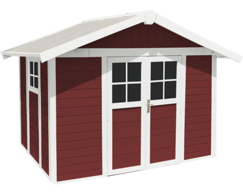 Kleines Gartenhaus mit Doppeltür und Fenster