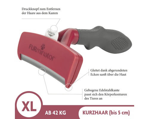 FURminator Fellpflege-Werkzeug für Hunde ab 42 Kilogramm mit kurzem Fell bis fünf Zentimeter