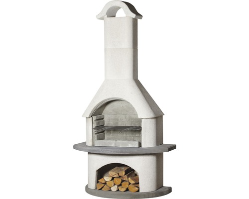 Cheminée barbecue de jardin en pierre avec bois