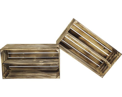 Zwei Holzkisten zur Aufbewahrung und Dekoration