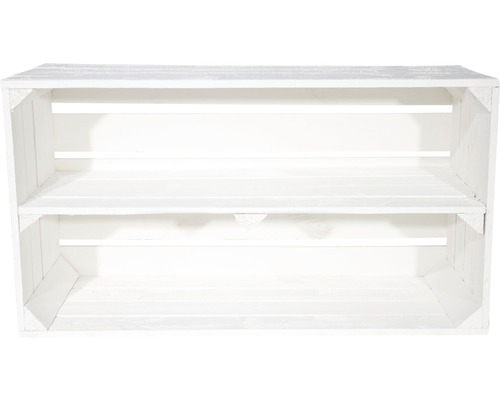 Weisse Holzkiste mit Zwischenboden zur Aufbewahrung und Organisation