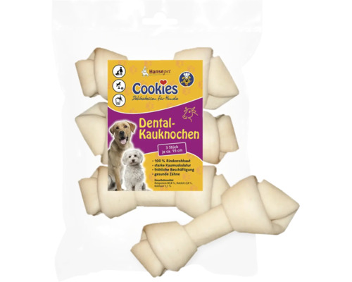 Friandises pour chiens Cookies Dental os à mâcher soin dentaire env. 15 cm 3 pièces friandises à mâcher