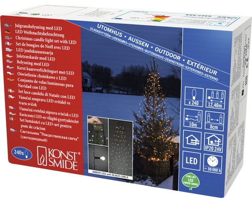 Bougies de sapin de Noël à LED pour l''extérieur avec 240 lampes