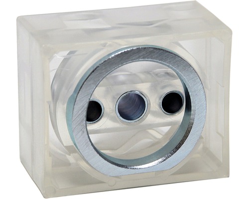 Gabarit de perçage pour main courante en bois Ø 40 / Ø 52 mm et épicéa rustique Bornier de connexion transparent avec trois trous pour connexion électrique