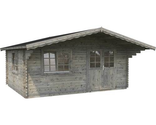 Abri de jardin en bois avec fenêtres et double porte