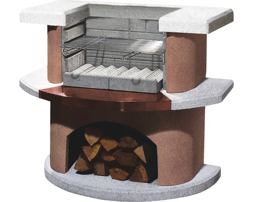 Barbecue en pierre avec bûches