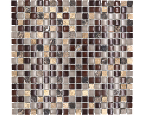Glasmosaik mit Naturstein XCM M870 1,5x1,5 cm