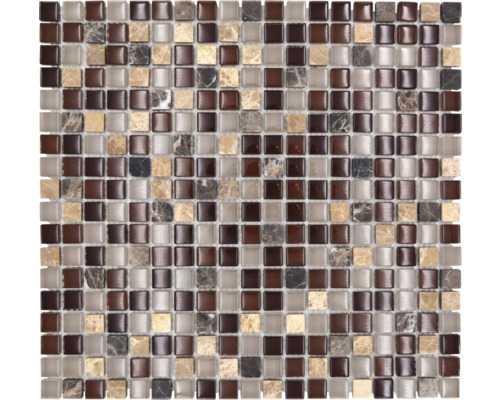 Glasmosaik mit Naturstein XCM M870 1,5x1,5 cm Mosaikfliese aus Glas und Naturstein