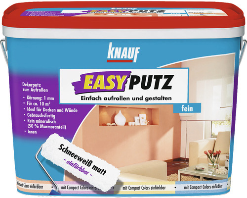 Enduit de décoration Knauf EASYPUTZ 1 mm fin blanc 1 kg Knauf Easy Putz enduit à rouler prêt à l''emploi pour l''intérieur