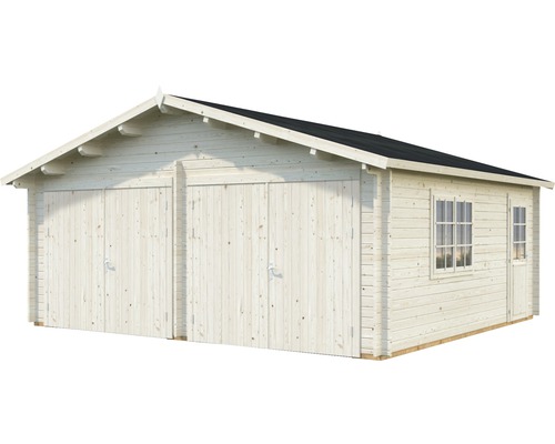 Garage double en bois avec fenêtre et double porte