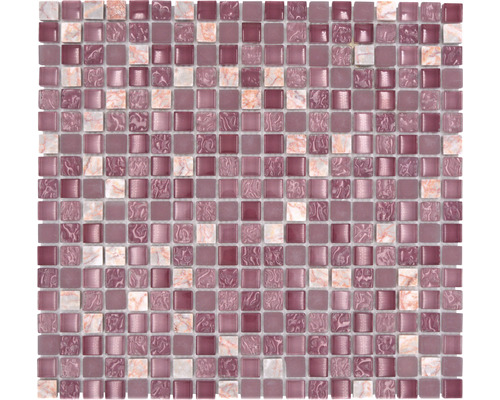 Mosaïques de verre avec pierre naturelle XCM M940, 30.5x32.5 cm rose