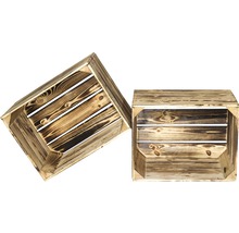 Zwei Holzkisten mit Regalböden