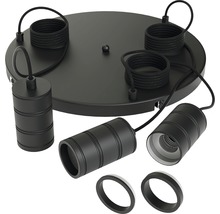 Deckenleuchte mit vier Leuchten und ringförmigen Blenden