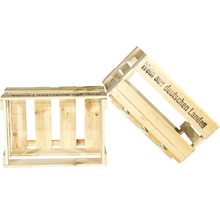 Zwei Weinkisten aus Holz mit der Aufschrift Wein aus deutschen Landen