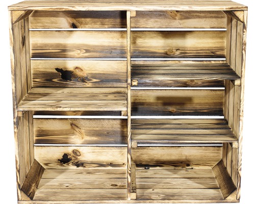 Holzschrank geflammt 77x68x35 cm Holzkiste mit Fächern zur Aufbewahrung