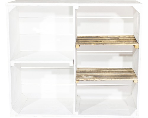 Holzschrank weiß 77x68x35 cm Weisses Holzregal mit zwei Regalböden