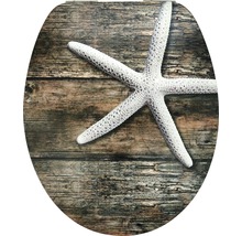 Abattant de WC avec motif étoile de mer sur bois