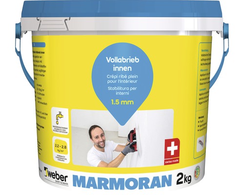 weber Marmoran Carrara Vollabrieb innen B210 Körnung 1,5 mm weiss 2 kg Weber Marmoran Vollabrieb Innenputz 1.5 mm, 2 kg Eimer