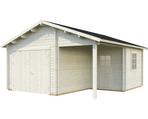 Garage en bois avec annexe pour le jardin