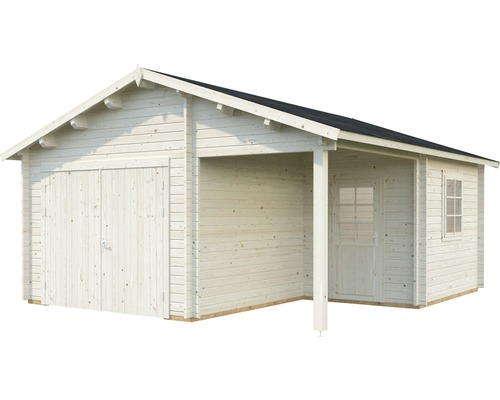 Holzgarage mit Anbau und Doppeltür