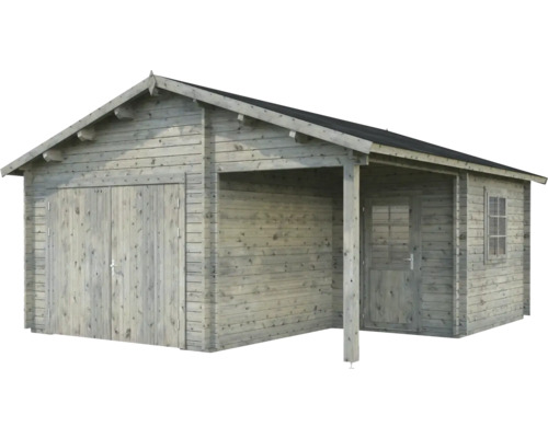 Holzgarage mit Vordach, Doppeltür und Fenster