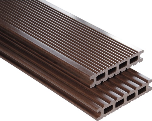 Lames de plancher Konsta WPC Futura brun chocolat lisse 26x145 mm (au mètre)