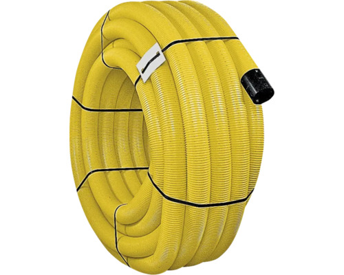 Tuyau de drainage jaune enroulé