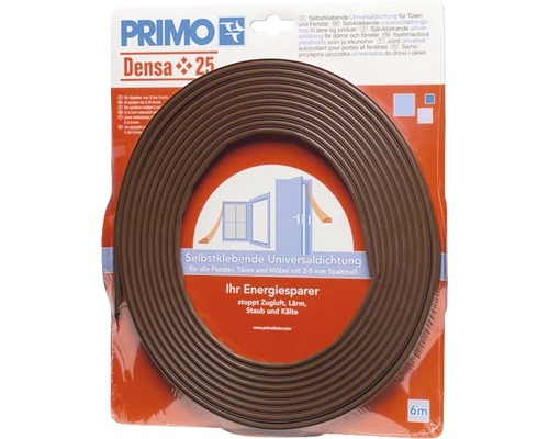 Joint universel marron autocollant 6 m pour intervalle de 2 à 5 mm Ruban d''étanchéité autocollant Primo Densa 25 pour fenêtres et portes