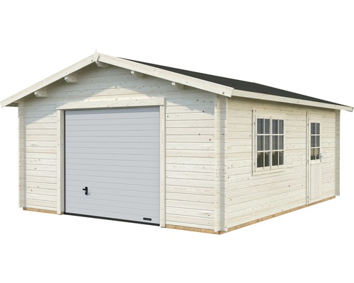 Holzgarage mit Sektionaltor, Fenster und Tür