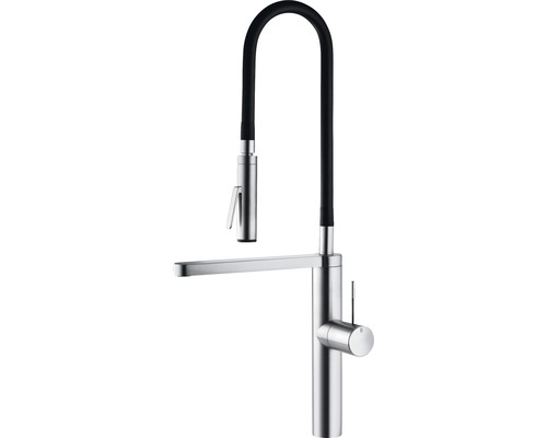 Mitigeur monocommande KWC ONO en saillie acier inoxydable 10.151.423.700FL Robinet de cuisine avec bec pivotant et douchette extractible