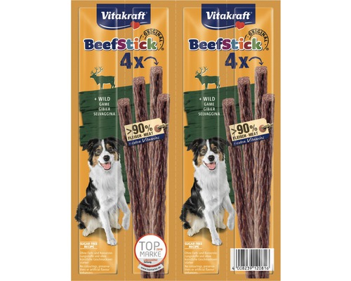 En-cas pour chiens Vitakraft Beef-Stick® Gibier, lot de 4 Vitakraft Beef Stick Wild, snack pour chien, 4 pièces