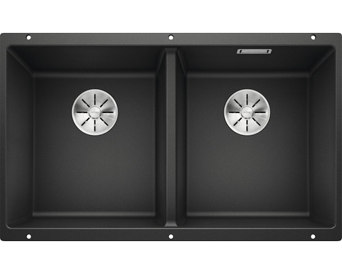 Évier Blanco SUBLINE 350/350-U lxp 755x460 mm Silgranit anthracite 523574 Évier double en matériau composite avec deux bacs et bondes