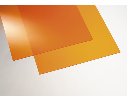 Plaque acrylique couleur 3x500x500 mm lisse orange Deux plaques en plastique orange