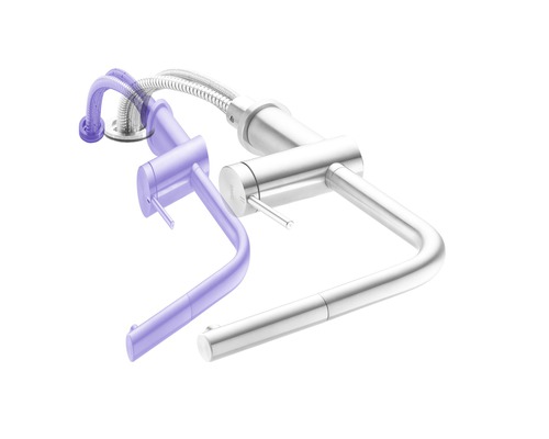 Mitigeur monocommande KWC LIVELLO en saillie acier inoxydable 10.231.053.700FL Robinet de cuisine en acier inoxydable avec douchette extractible